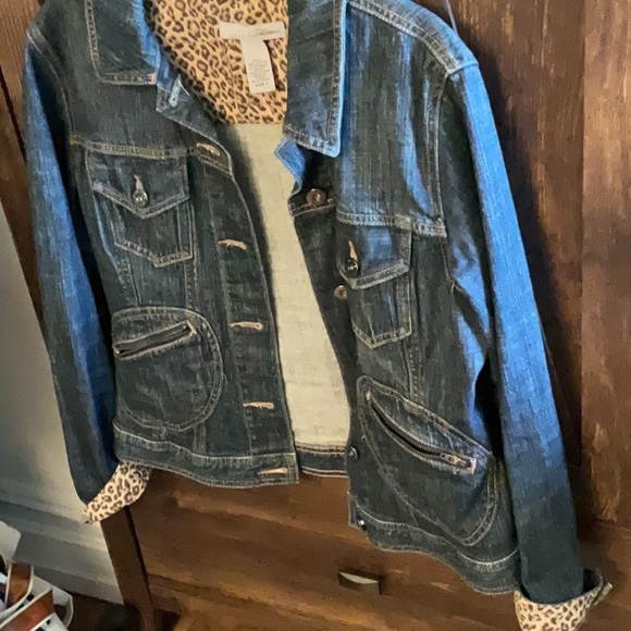 NWOT Denim Jacket with Red Sequin Lips - Picture 4 of 6